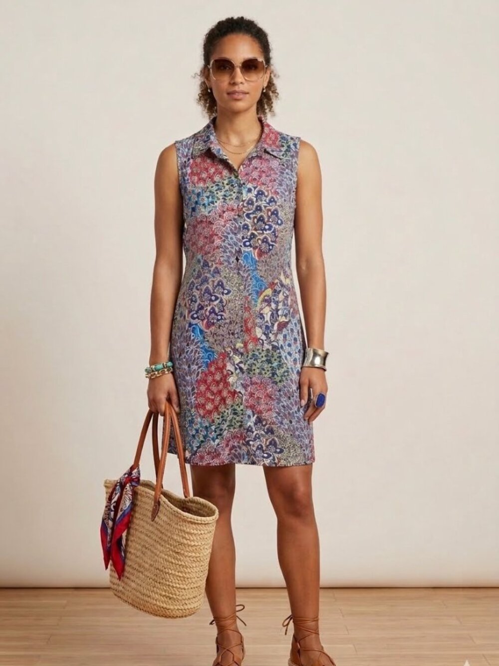 MSK‎ Button Down  Sleeveless Dress Size Large